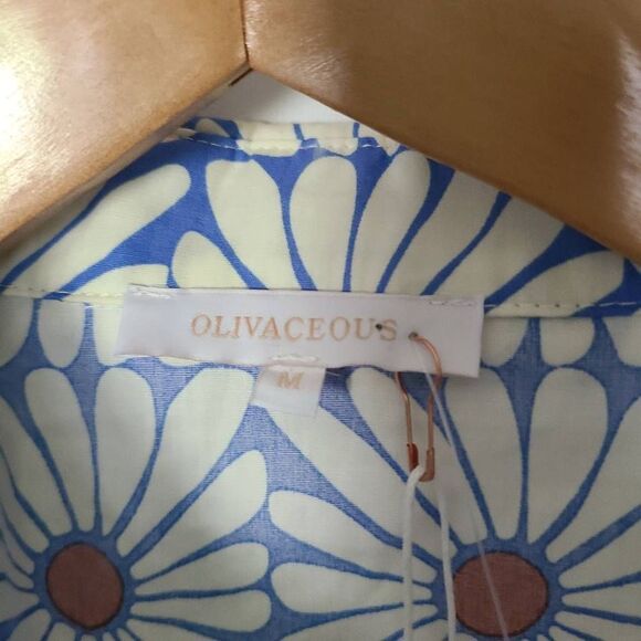 Olivaceous Daisy Pattern 100% Cotton Drop Waist Belted Mini Dress Tunic sz M NWT - Picture 2 of 5